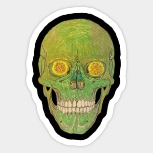 Skull Green Female Sticker